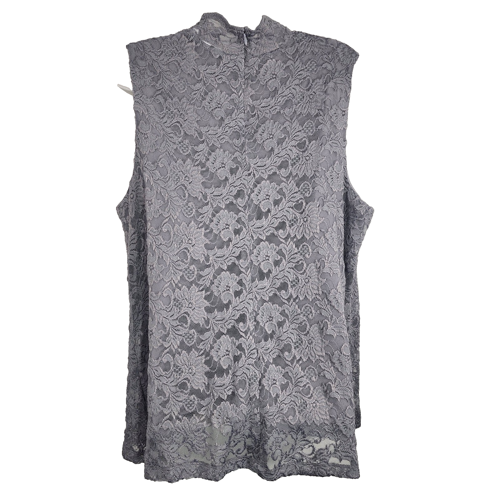 Susan Graver Womens Stretch Lace Mock Neck Sleeveless Top Grey Xl Lined Feminine — image 2 of 8